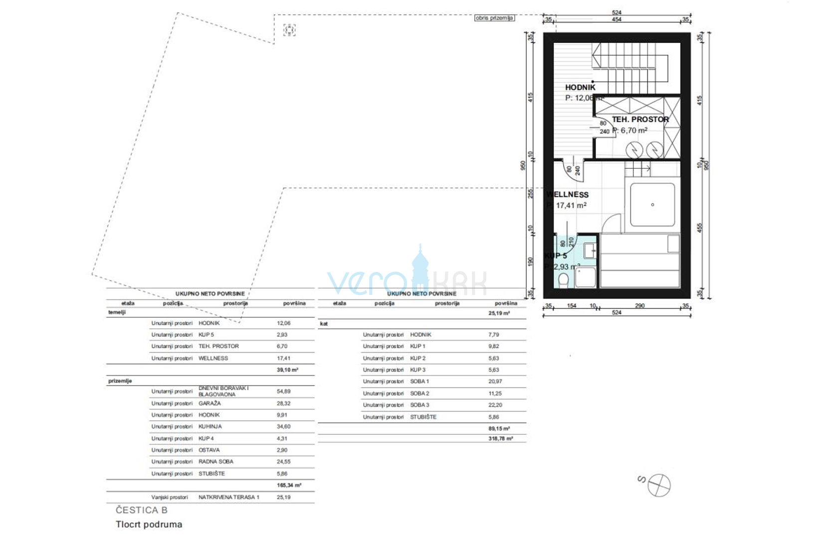 Vrbnik, surroundings, Building land 757 with submitted documentation, for sale